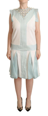 Sergei Grinko Multicolor Faux Pearl Sleeveless Shift Midi Dress -   -  Sergei Grinko.